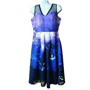 Dressfo Women's Medium Sleeveless Halloween Spooky Black Cat Pumpkin Dress NEW